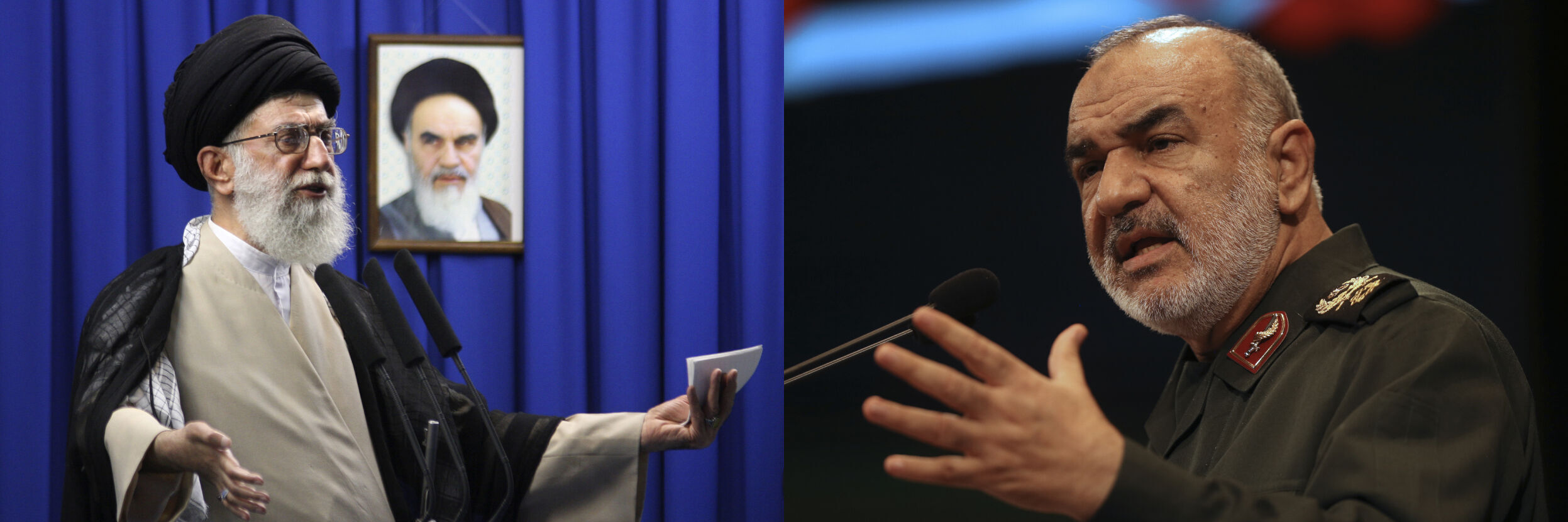 Supreme Leader Ali Khamenei and Hossein Salami